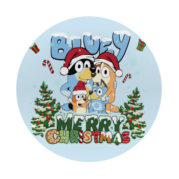 Bluey Merry Christmas, Mousepad Round 20cm