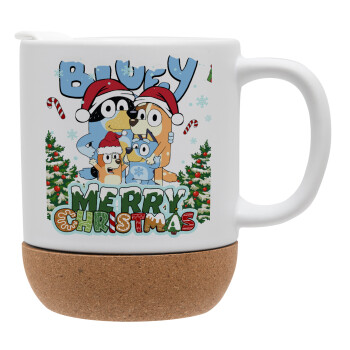 Bluey Merry Christmas, Ceramic coffee mug Cork (MAT), 330ml (1pcs)