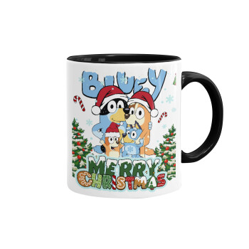 Bluey Merry Christmas, Mug colored black, ceramic, 330ml