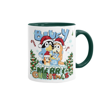 Bluey Merry Christmas, Mug colored green, ceramic, 330ml