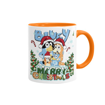 Bluey Merry Christmas, Mug colored orange, ceramic, 330ml