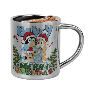 Bluey Merry Christmas, Double-wall metal cup for espresso (220ml)