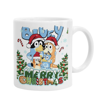 Bluey Merry Christmas, Ceramic coffee mug, 330ml (1pcs)