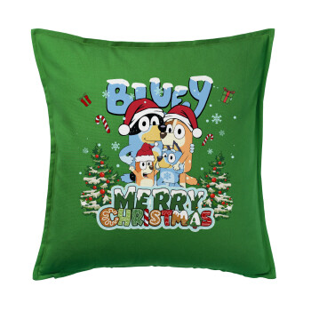 Bluey Merry Christmas, Sofa cushion Green 50x50cm includes filling