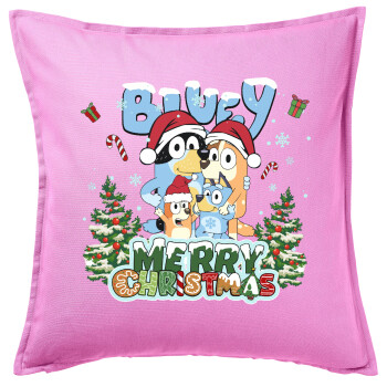 Bluey Merry Christmas, Sofa cushion Pink 50x50cm includes filling