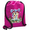 Backpack pouch GYMBAG Fuchsia, with pocket (40x48cm) & thick cords