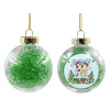 Transparent Christmas tree ball ornament with green filling 8cm