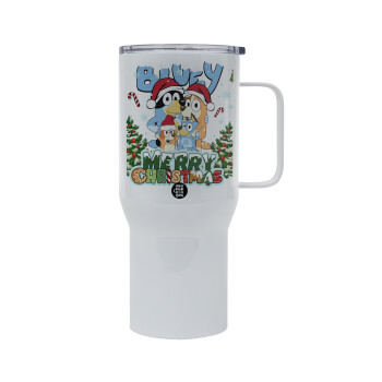 Bluey Merry Christmas, Tumbler με καπάκι, διπλού τοιχώματος (θερμό) 750L