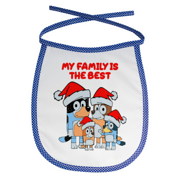 Bluey xmas family, Σαλιάρα μωρού αλέκιαστη με κορδόνι Μπλε