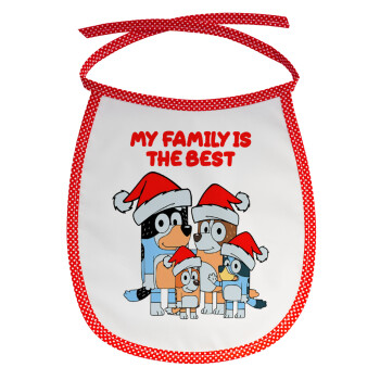 Bluey xmas family, Σαλιάρα μωρού αλέκιαστη με κορδόνι Κόκκινη