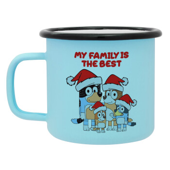 Bluey xmas family, Κούπα Μεταλλική εμαγιέ ΜΑΤ σιέλ 360ml