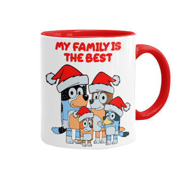 Bluey xmas family, Mug colored red, ceramic, 330ml