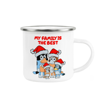 Bluey xmas family, Metallic enamel cup white 360ml