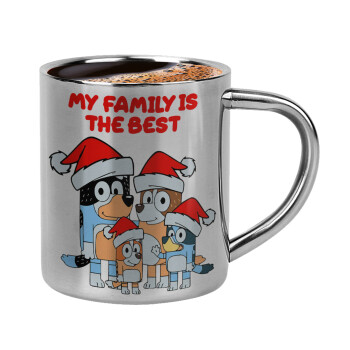 Bluey xmas family, Double-wall metal cup for espresso (220ml)