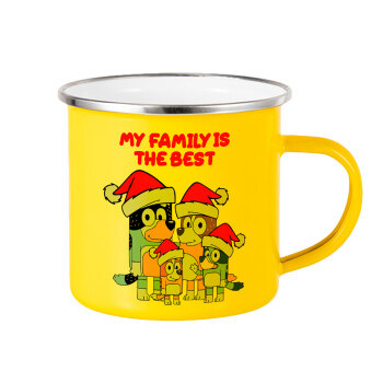 Bluey xmas family, Yellow Enamel Metallic Cup 360ml