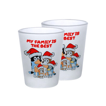 Bluey xmas family, Σφηνοπότηρα γυάλινα 45ml του πάγου (2 τεμάχια)