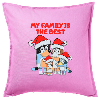 Bluey xmas family, Sofa cushion Pink 50x50cm includes filling