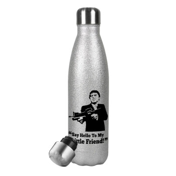 Scarface, Metallic Glitter Silver Thermos Flask (Stainless steel), double-walled, 500ml