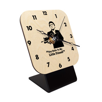 Scarface, Quartz Table clock in natural wood (10cm)