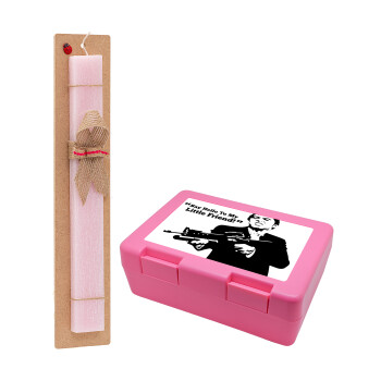 Scarface, Easter Set, children's snack container PINK & scented flat Easter candle (30cm) (PINK)