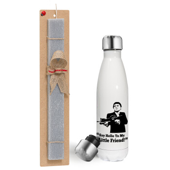 Scarface, Easter candle, metallic white thermos bottle (500ml) & aromatic flat candle (30cm) (GRAY)