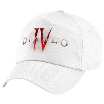 Diablo iv, Children's Baseball Cap, 100% Cotton Twill, White (COTTON, CHILDREN'S, UNISEX, ONE SIZE)