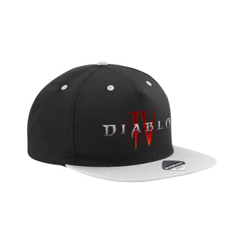 Diablo iv, Adult Flat Snapback Hat Black/Grey, (100% COTTON TWILL, ADULT, UNISEX, ONE SIZE)