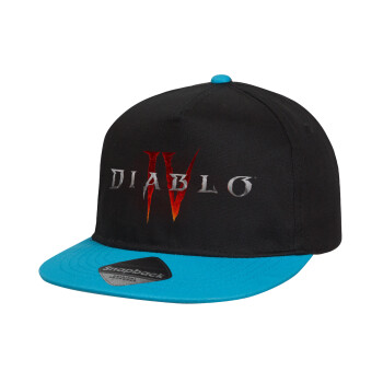 Diablo iv, Καπέλο παιδικό Flat Snapback, Μαύρο/Μπλε (100% ΒΑΜΒΑΚΕΡΟ, ΠΑΙΔΙΚΟ, UNISEX, ONE SIZE)