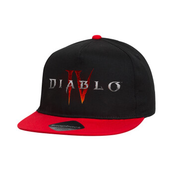 Diablo iv, Καπέλο παιδικό Flat Snapback, Μαύρο/Κόκκινο (100% ΒΑΜΒΑΚΕΡΟ, ΠΑΙΔΙΚΟ, UNISEX, ONE SIZE)