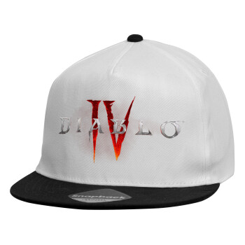 Diablo iv, Καπέλο παιδικό Flat Snapback, Λευκό (100% ΒΑΜΒΑΚΕΡΟ, ΠΑΙΔΙΚΟ, UNISEX, ONE SIZE)