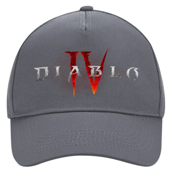 Diablo iv, Ultimate Adult Hat Grey, (100% COTTON DRILL, ADULT, UNISEX, ONE SIZE)