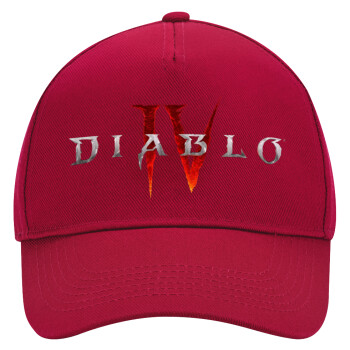 Diablo iv, Adult Ultimate Hat RED, (100% COTTON DRILL, ADULT, UNISEX, ONE SIZE)