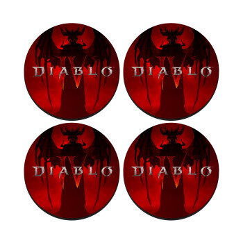 Diablo iv, SET of 4 round wooden coasters (9cm)