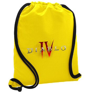 Diablo iv, Backpack pouch GYMBAG Yellow, with pocket (40x48cm) & thick cords