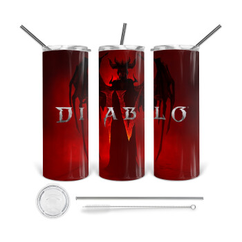 Diablo iv, Tumbler ποτήρι θερμό από ανοξείδωτο ατσάλι 600ml, με μεταλλικό καλαμάκι & βούρτσα καθαρισμού