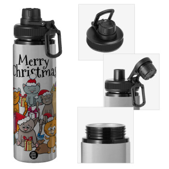 Merry Christmas Cats, Metallic water bottle with safety cap, 850ml aluminum