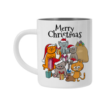 Merry Christmas Cats, Mug Stainless steel double wall 300ml