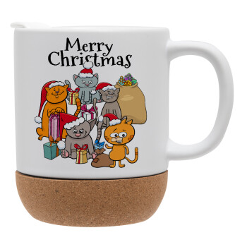 Merry Christmas Cats, Ceramic coffee mug Cork (MAT), 330ml (1pcs)