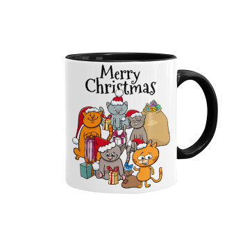 Merry Christmas Cats, Mug colored black, ceramic, 330ml