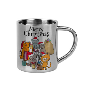 Merry Christmas Cats, Mug Stainless steel double wall 300ml