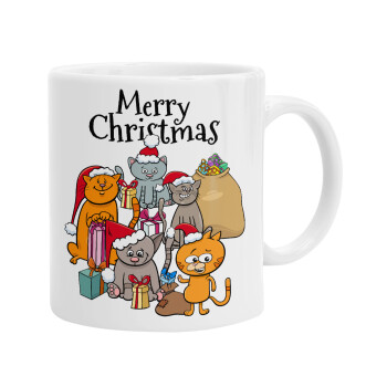 Merry Christmas Cats, Ceramic coffee mug, 330ml (1pcs)