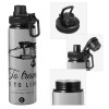 Metallic water bottle with safety cap, 850ml aluminum