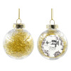 Transparent Christmas tree ball ornament with gold filling 8cm