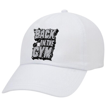 Back in the GYM, Adult Baseball Cap White 5-panel (POLYESTER, ADULT, UNISEX, ONE SIZE)