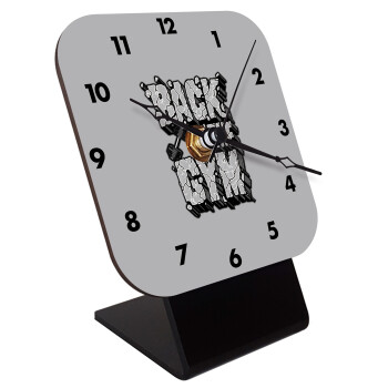 Back in the GYM, Quartz Wooden table clock with hands (10cm)