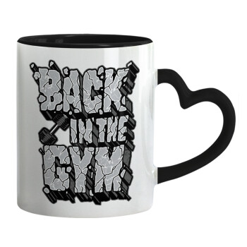 Back in the GYM, Mug heart black handle, ceramic, 330ml