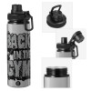 Metallic water bottle with safety cap, 850ml aluminum