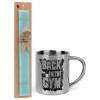 Easter Set, metallic thermal cup (300ml) & aromatic flat Easter candle (30cm) (TURQUOISE)