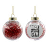 Transparent Christmas tree ball ornament with red filling 8cm