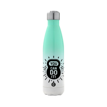 You can do it, Metal mug thermos Green/White (Stainless steel), double wall, 500ml